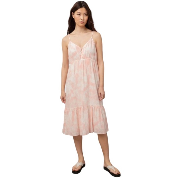 RAILS MIDI Dress XL LINEN Blend DELILAH Pink Tie Dye Adj. Spaghetti Straps $188 - Picture 4 of 13